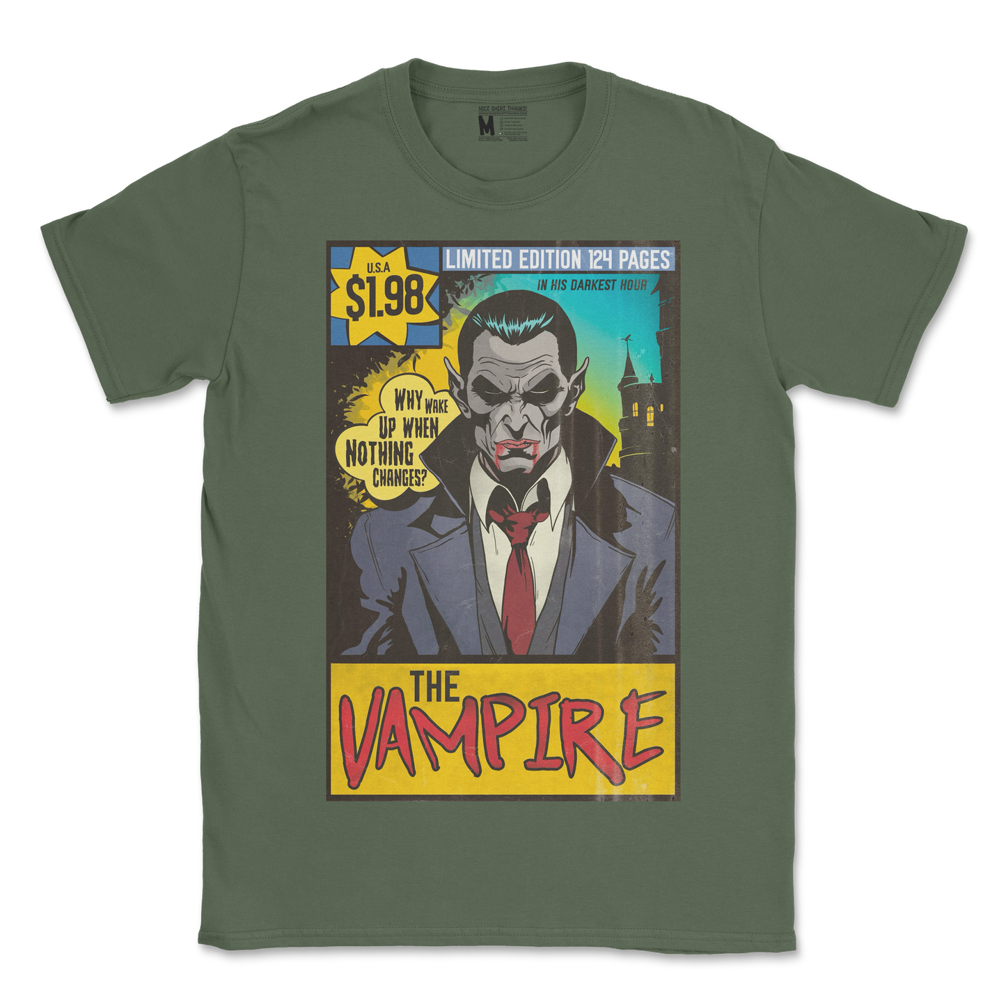 The Nice Shirt T-Shirt Sad Vampire in Military-Green