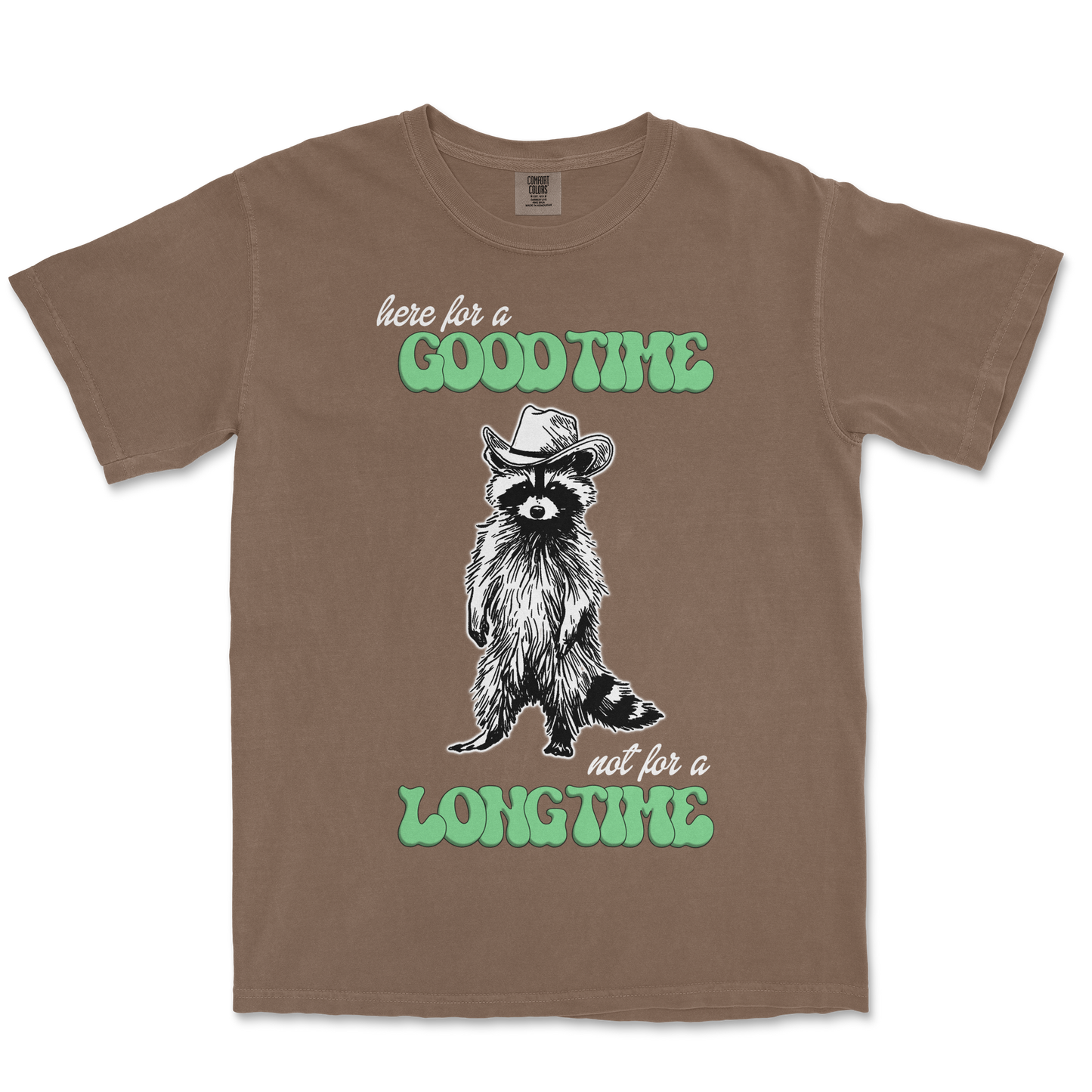 Comfort Colors T-Shirt Here For A Good Time in Espresso