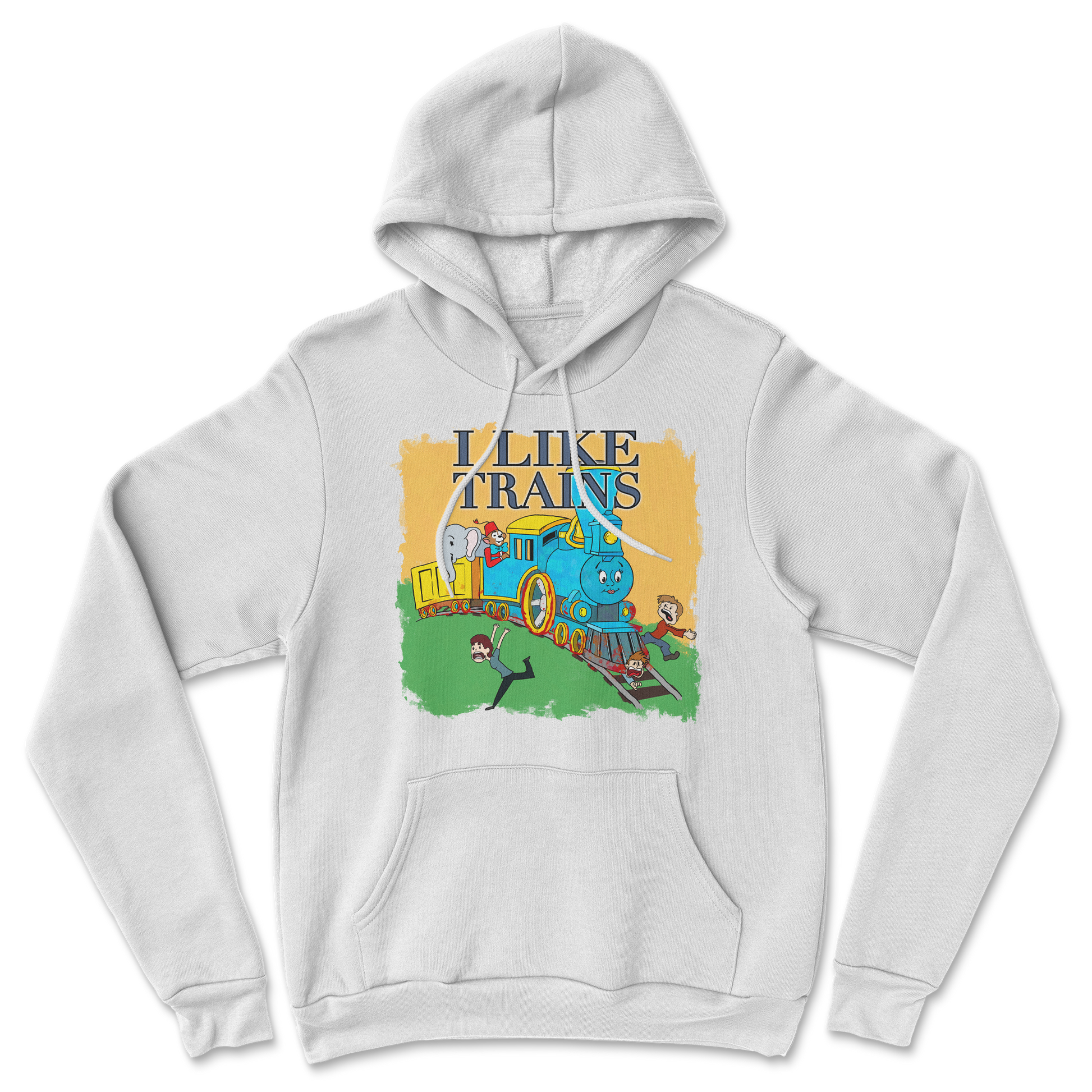 Heavy Blend Hoodie I Like Trains in White