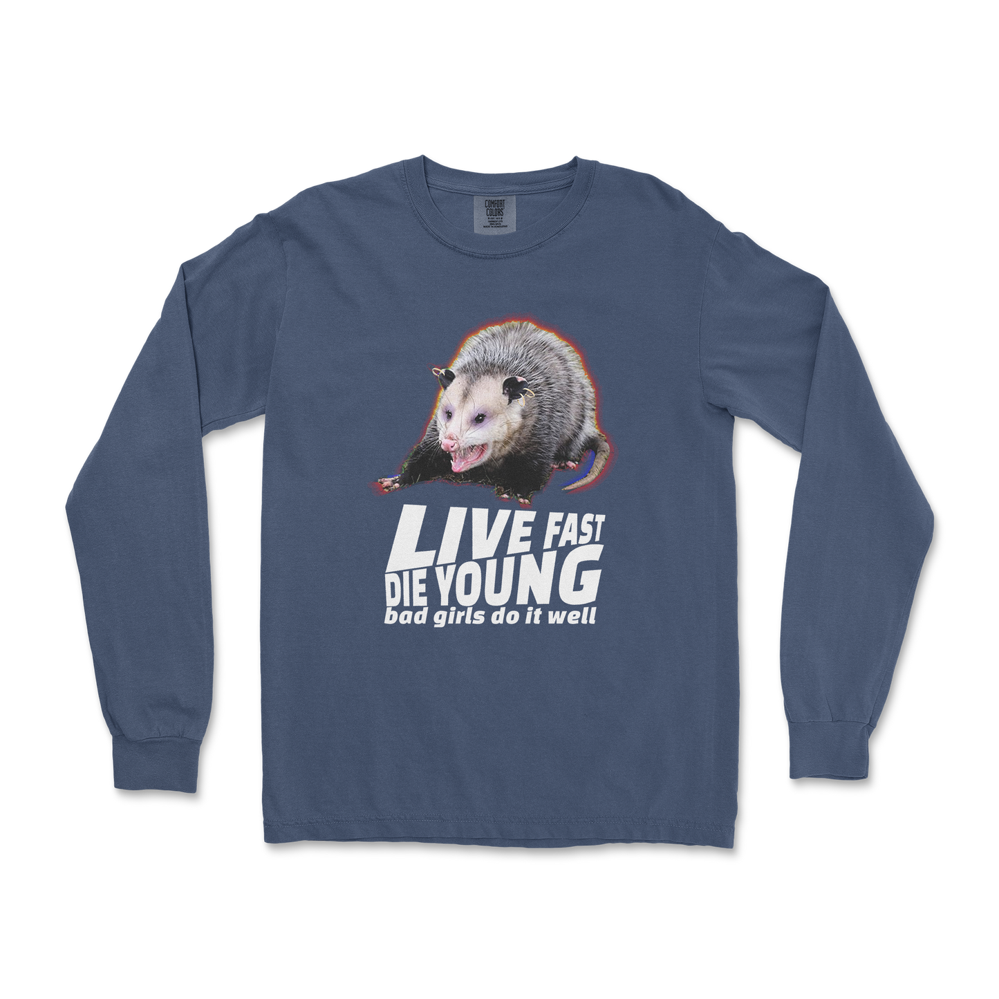 Comfort Colors Long Sleeve Live Fast Die Young in Midnight