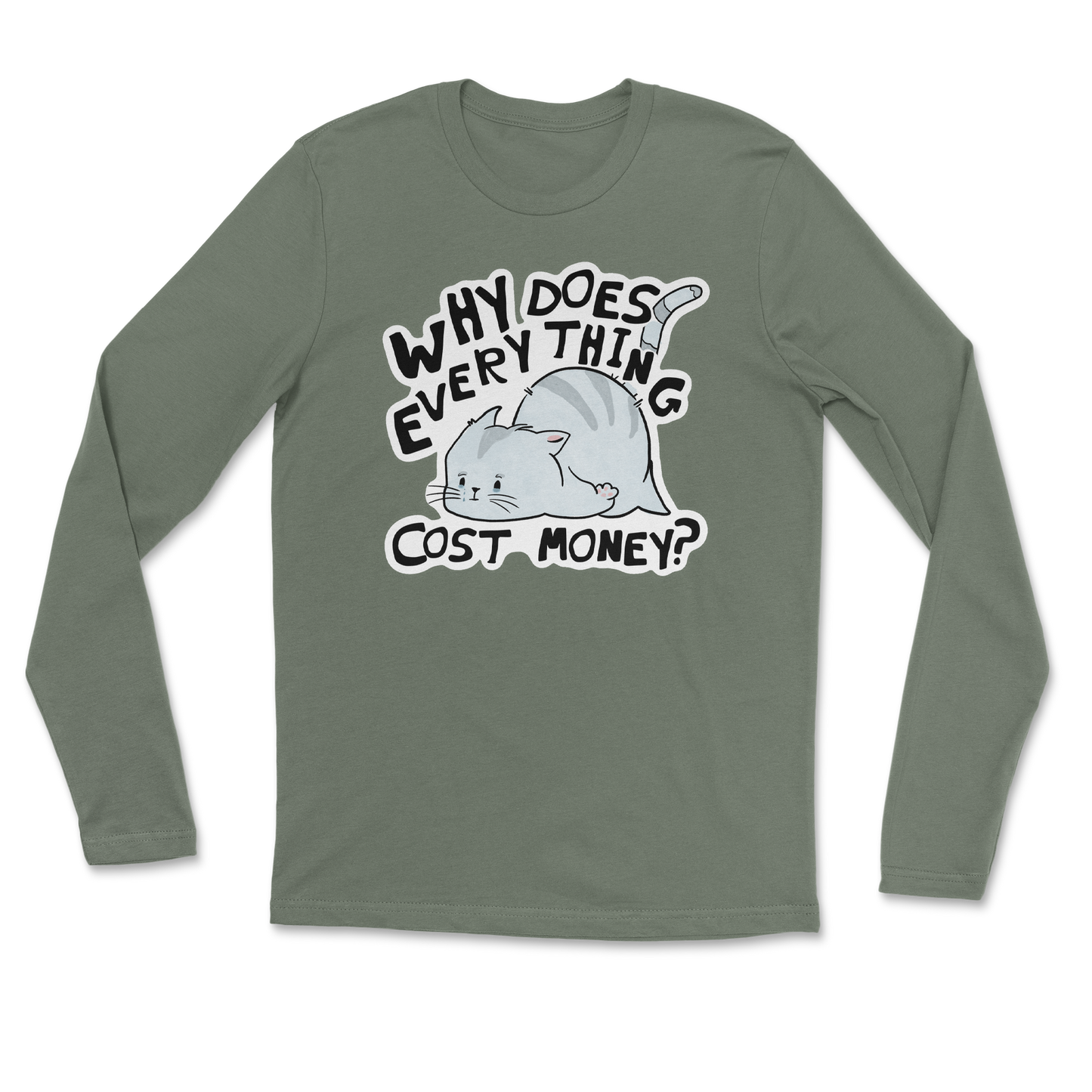 Heavy Blend Long Sleeve Broke Cat in Military Green