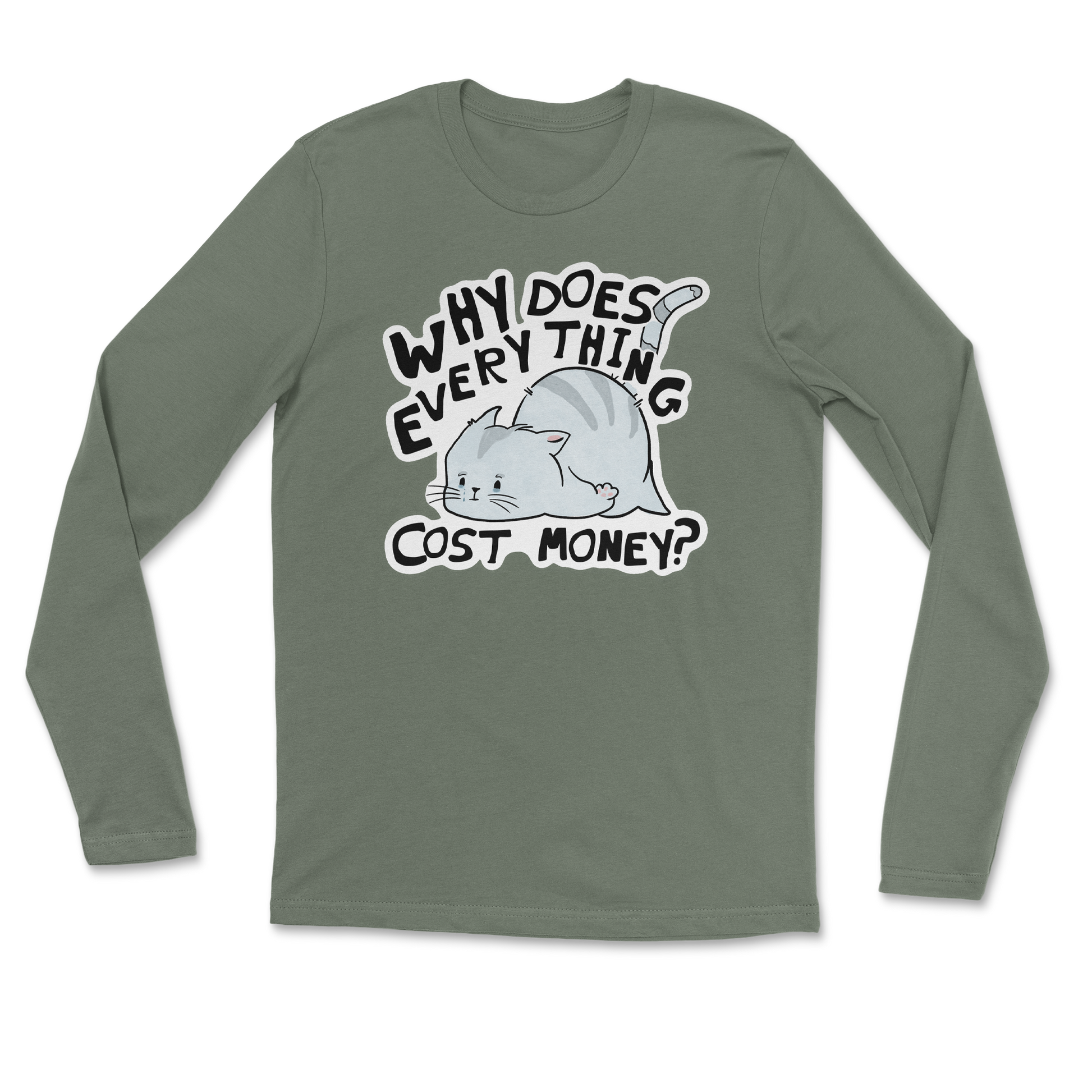 Heavy Blend Long Sleeve Broke Cat in Military Green