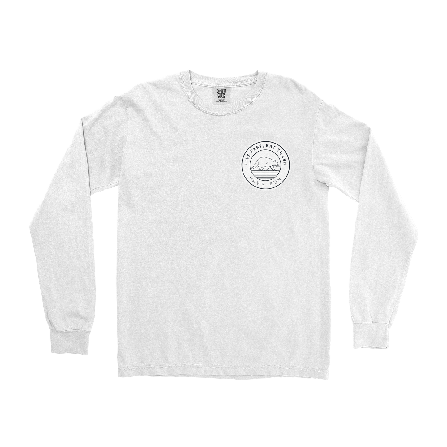 Comfort Colors Long Sleeve Raccoon Logo  in White