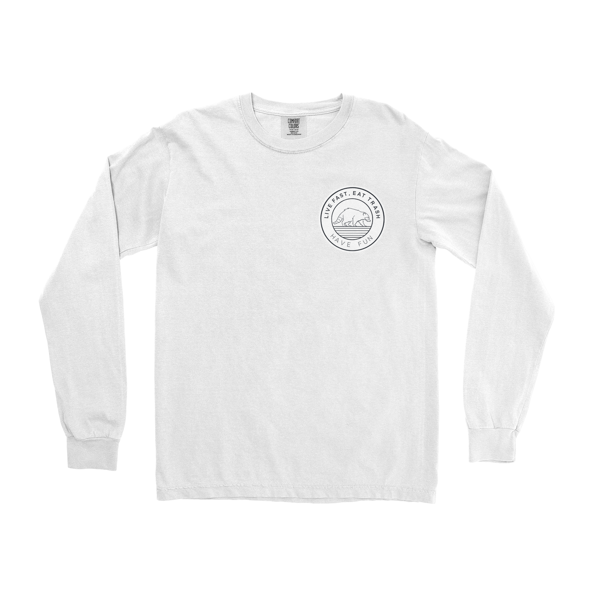Comfort Colors Long Sleeve Raccoon Logo  in White