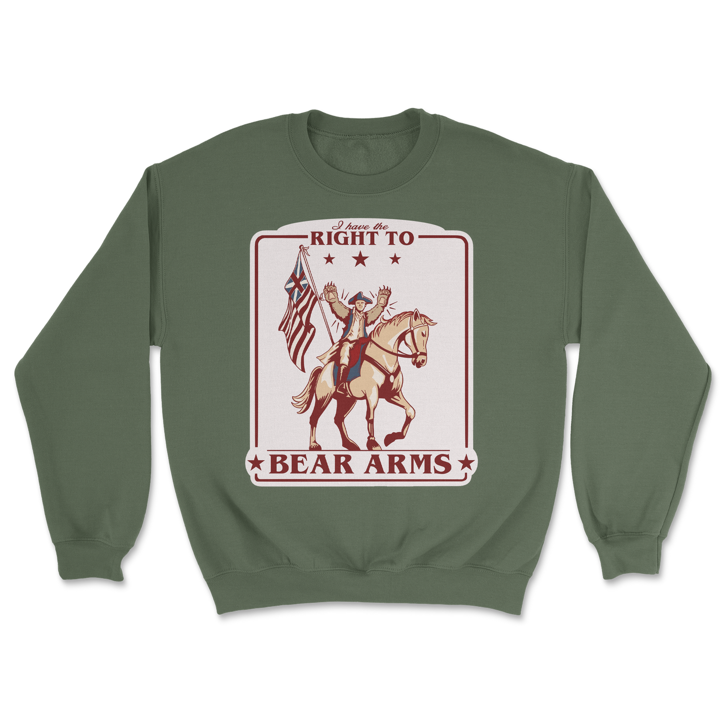 Heavy Blend Crew Neck Right to Bear Arms in Military Green