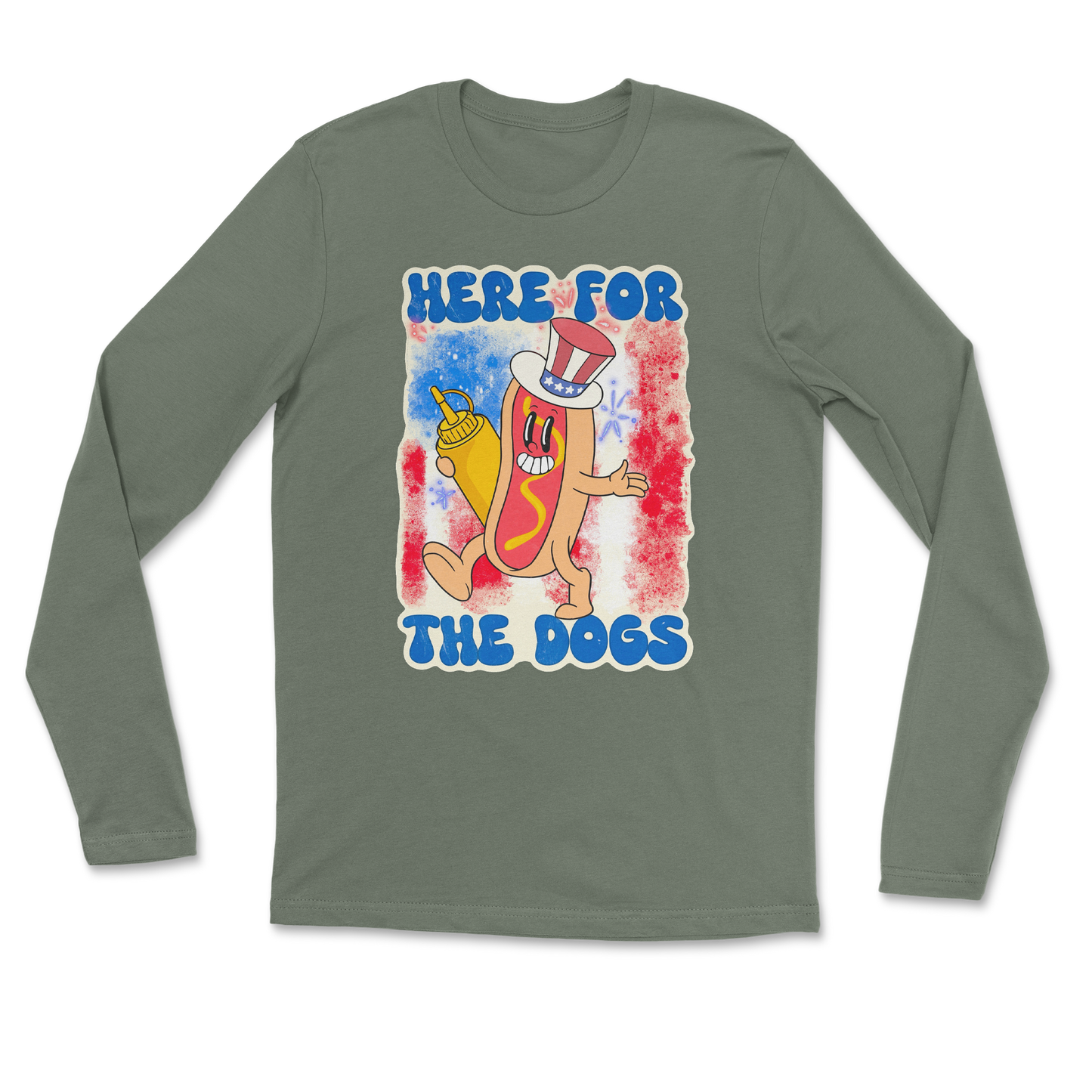Heavy Blend Long Sleeve Hot Dog in Military Green