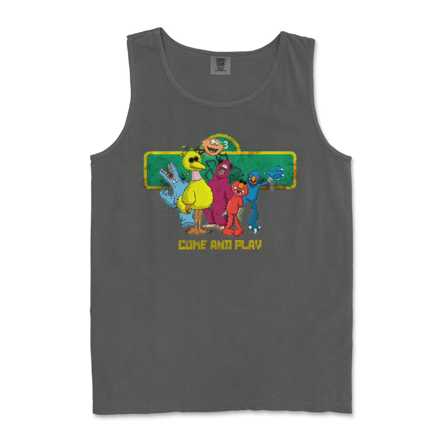 Comfort Colors Tank Top Cursed Sesame Street in Pepper