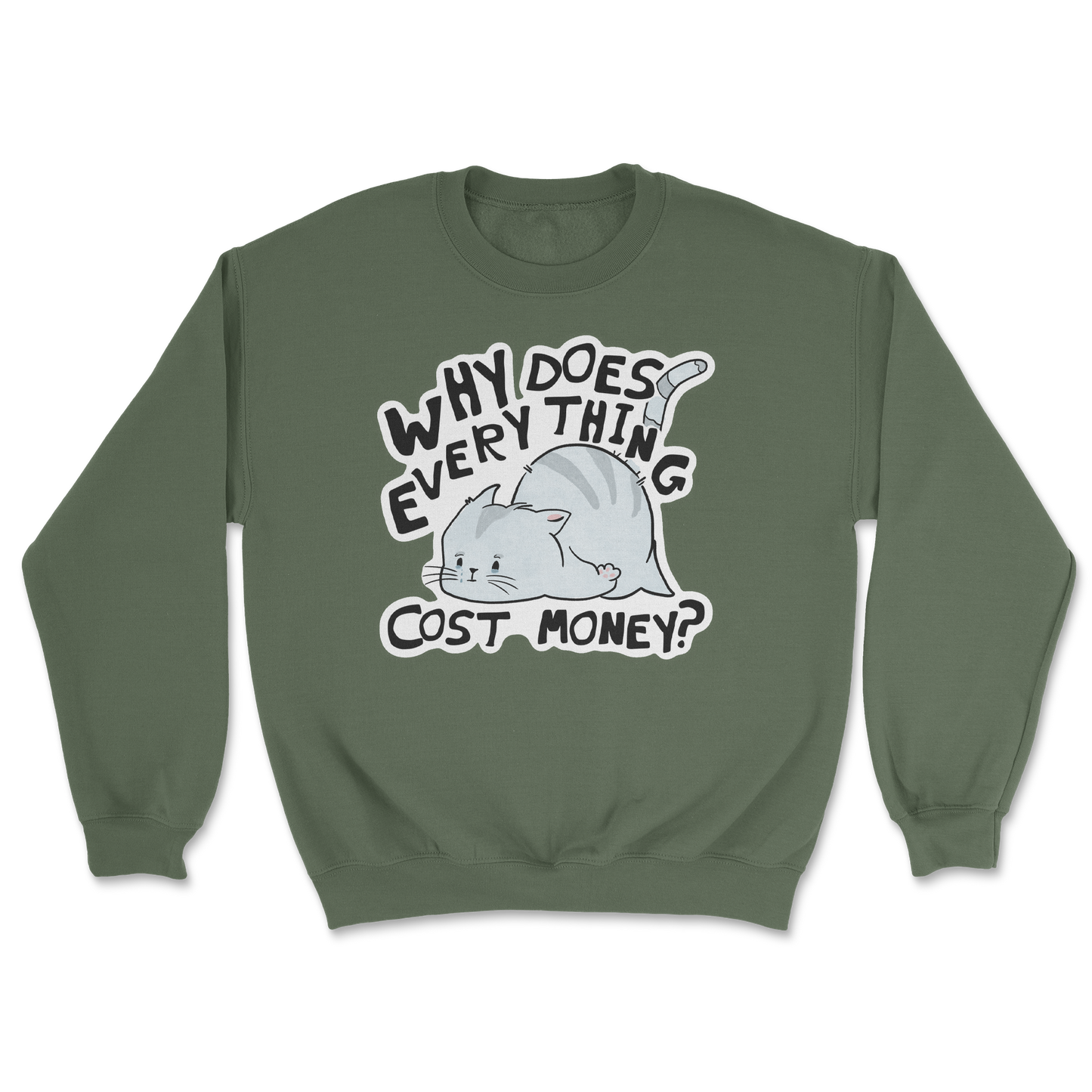 Heavy Blend Crew Neck Broke Cat in Military Green