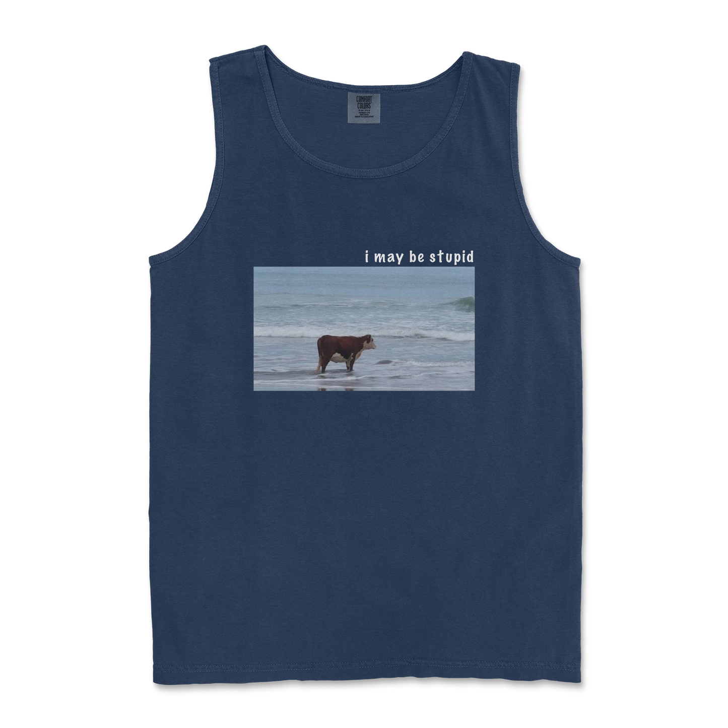 Comfort Colors Tank Top Stupid in True Navy