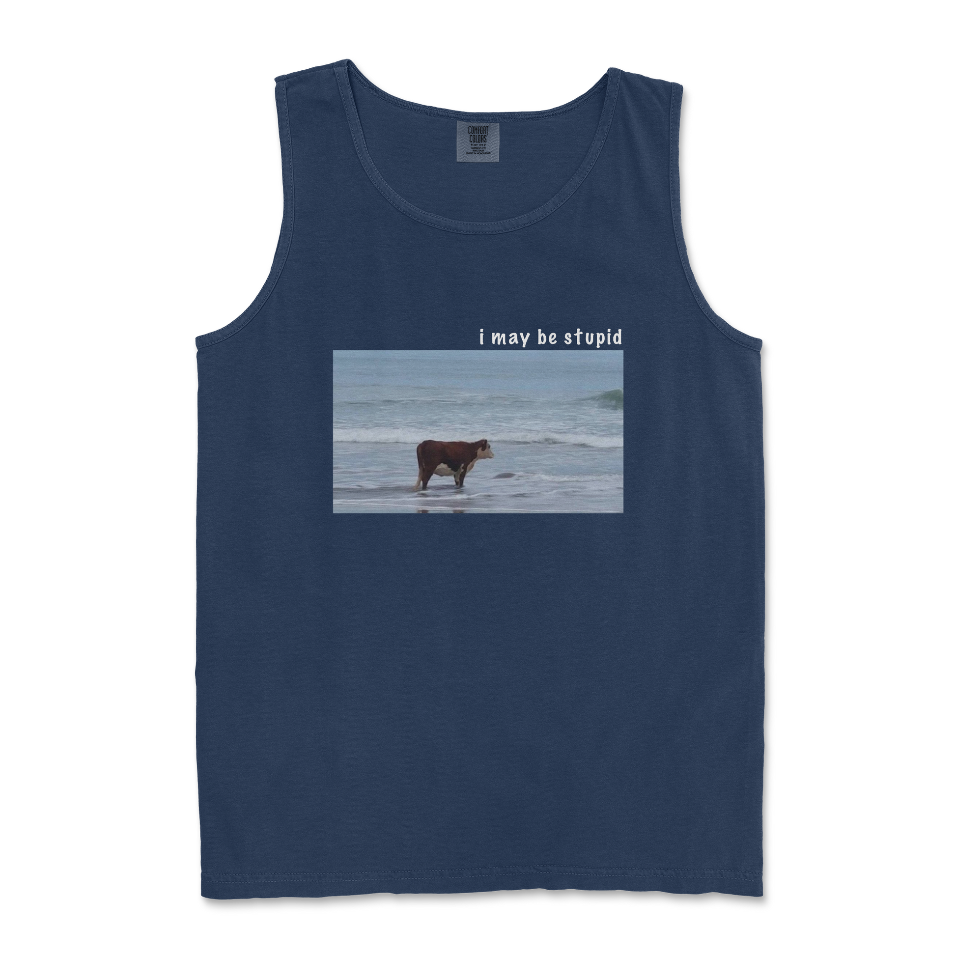 Comfort Colors Tank Top Stupid in True Navy
