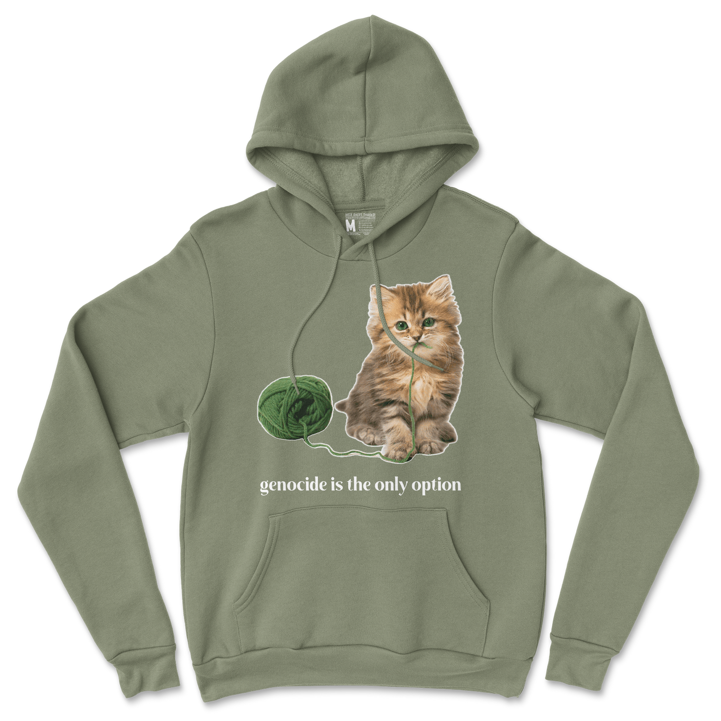 Gildan SoftStyle Hoodie Genocide Kitty in Military-Green