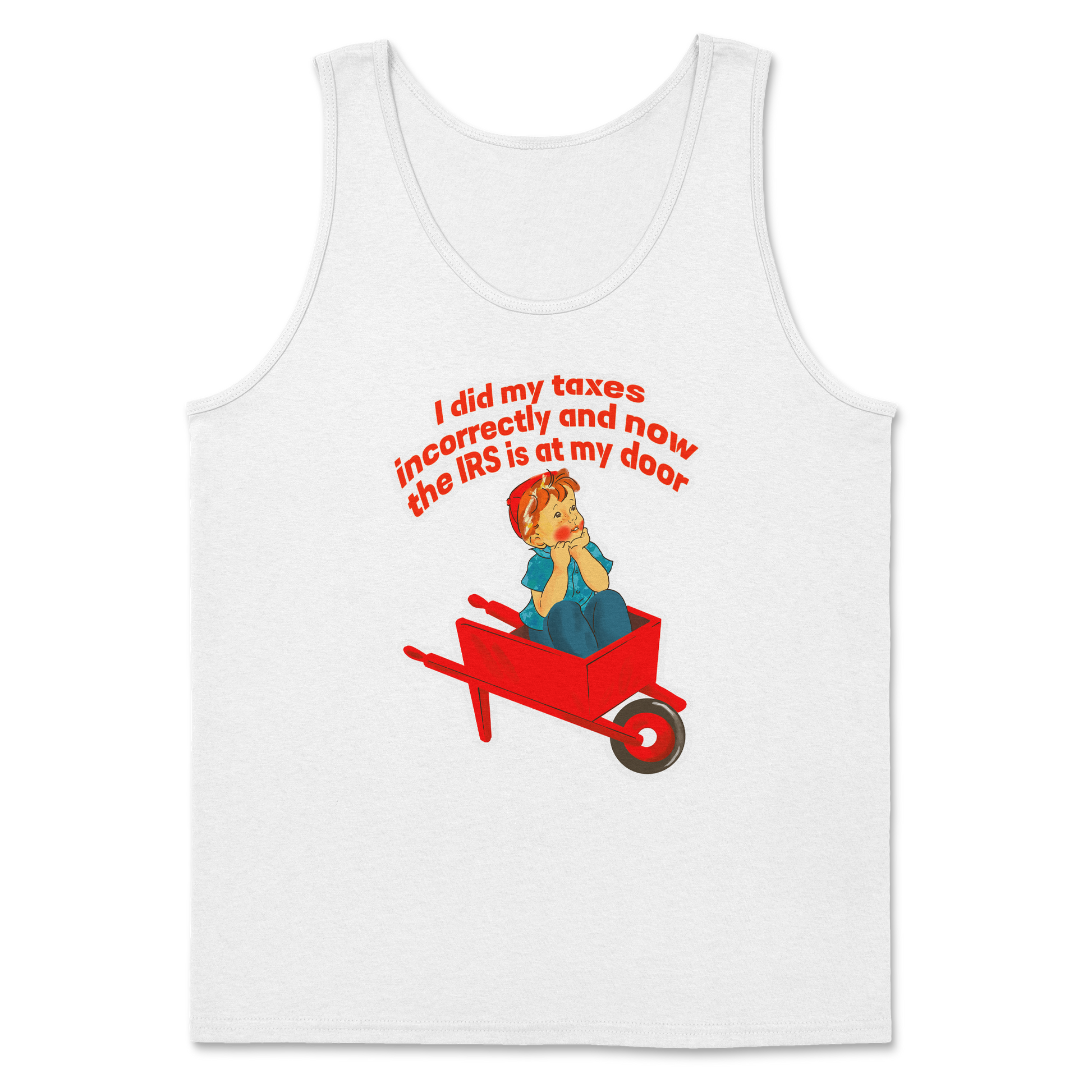 Heavy Blend Tank Top Here Comes the IRS in White