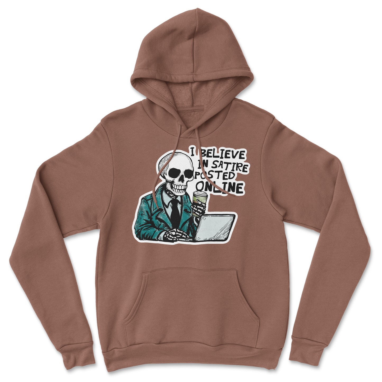 Heavy Blend Hoodie Believe in Satire in Cocoa