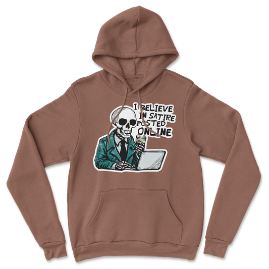 Heavy Blend Hoodie Believe in Satire in Cocoa