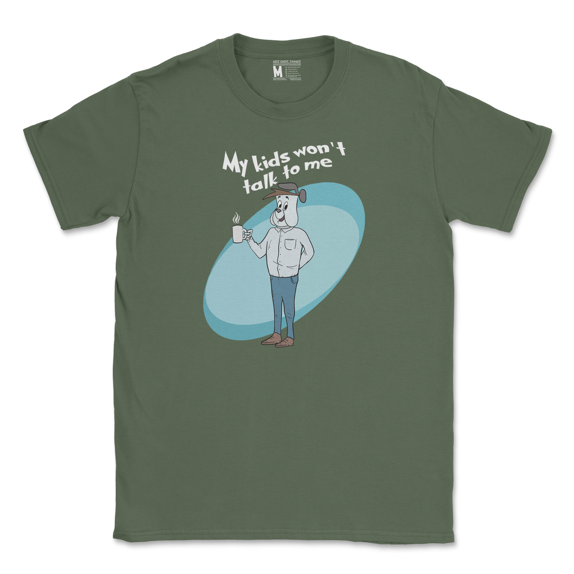 Gildan SoftStyle T-Shirt My Kids Wont Talk To Me in Military Green