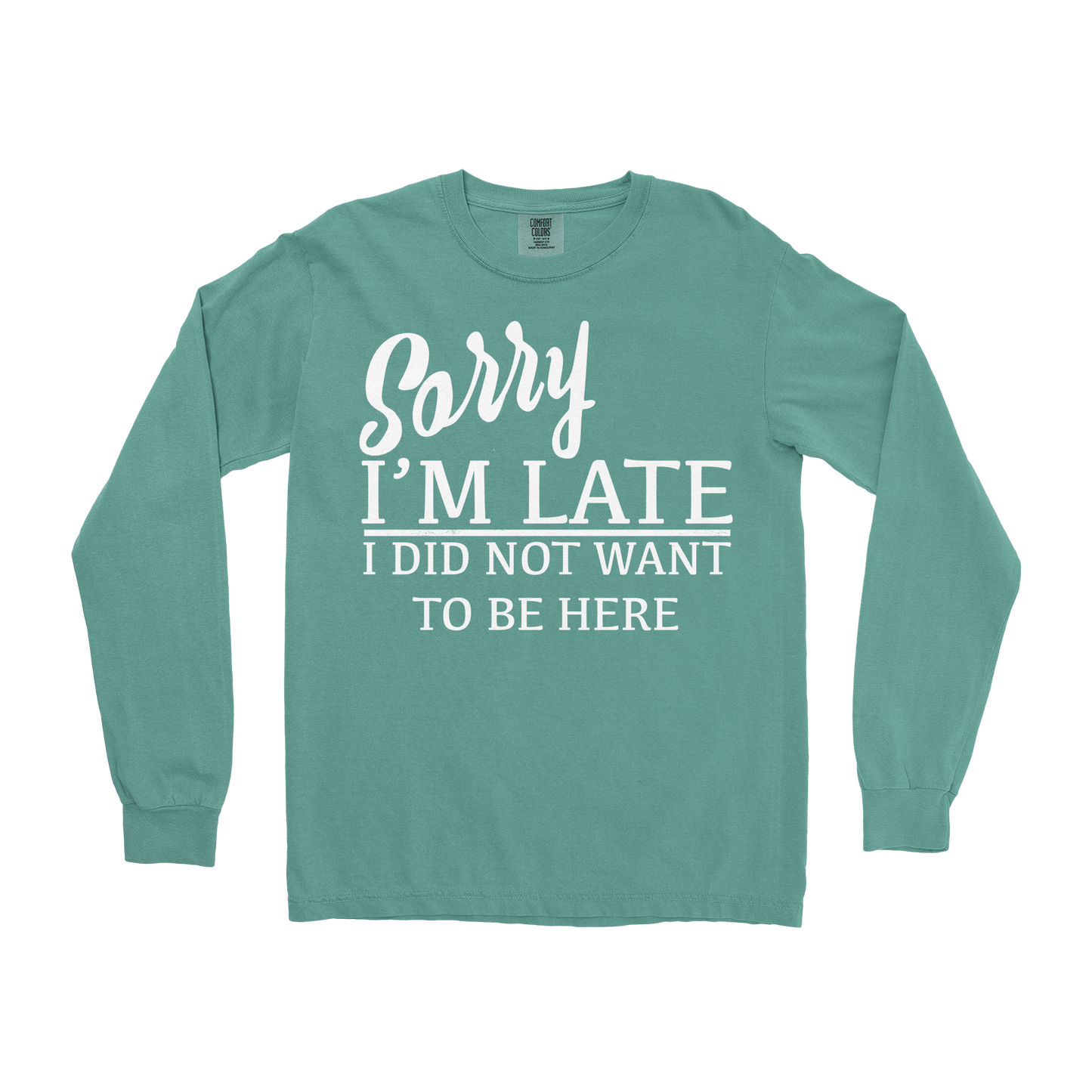 Comfort Colors Long Sleeve Late in Light-Green