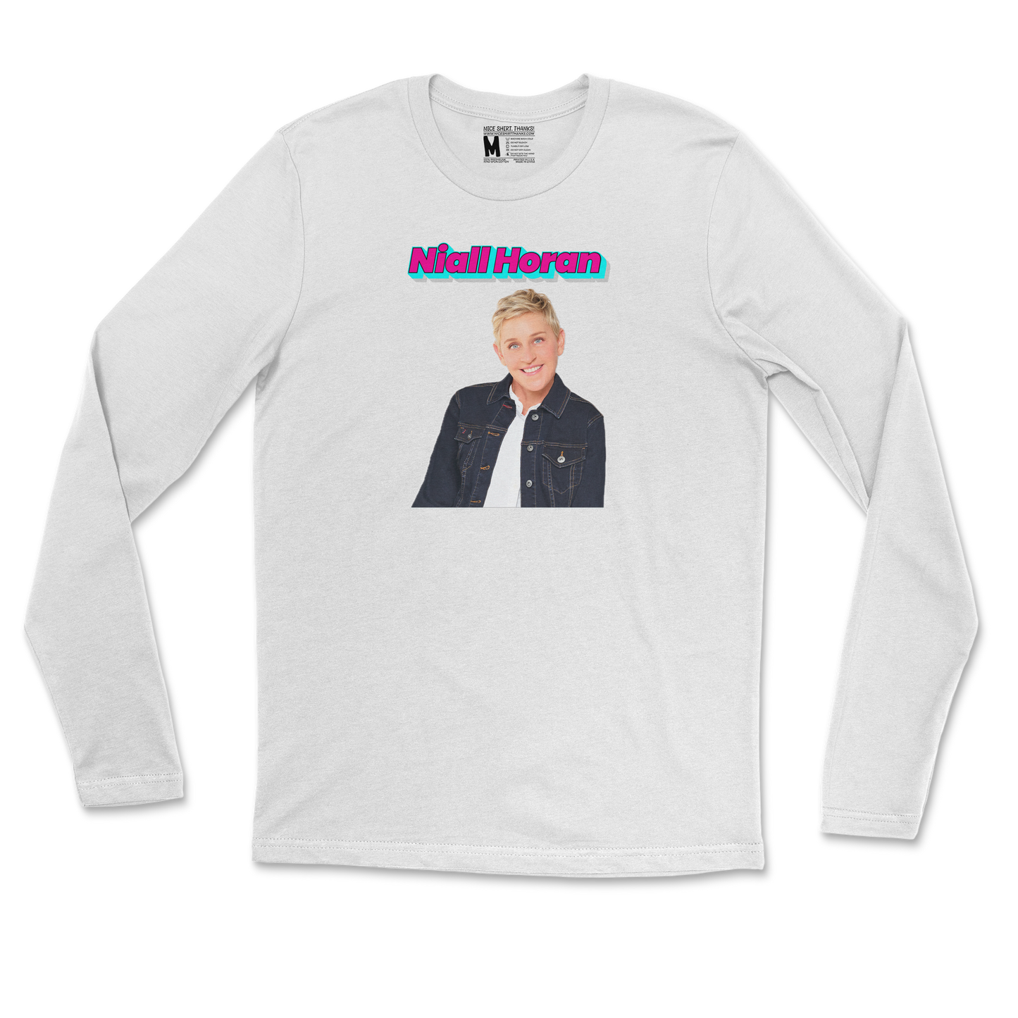 Gildan SoftStyle Long Sleeve Niall Horan in White