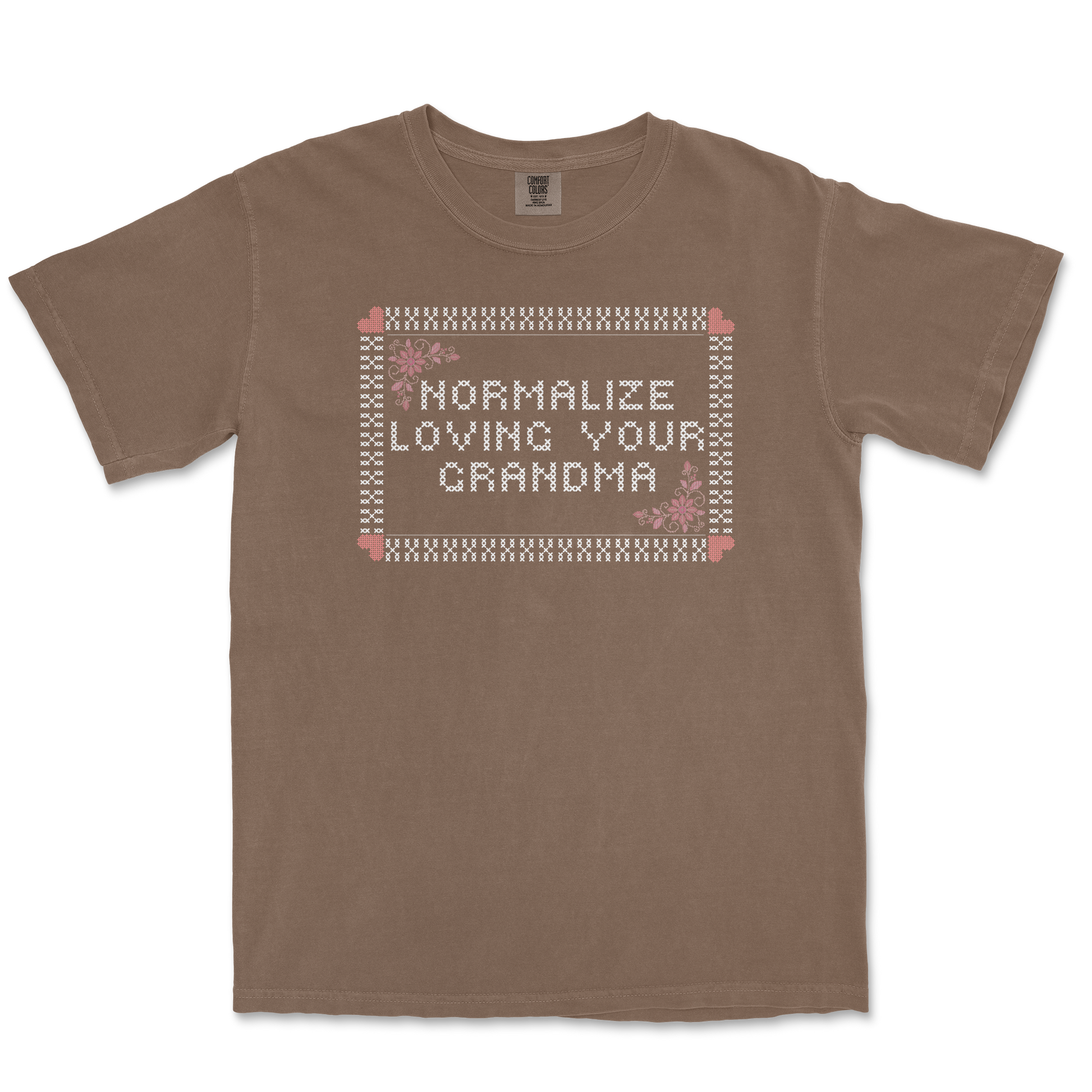 Comfort Colors T-Shirt Cross Stitch in Espresso