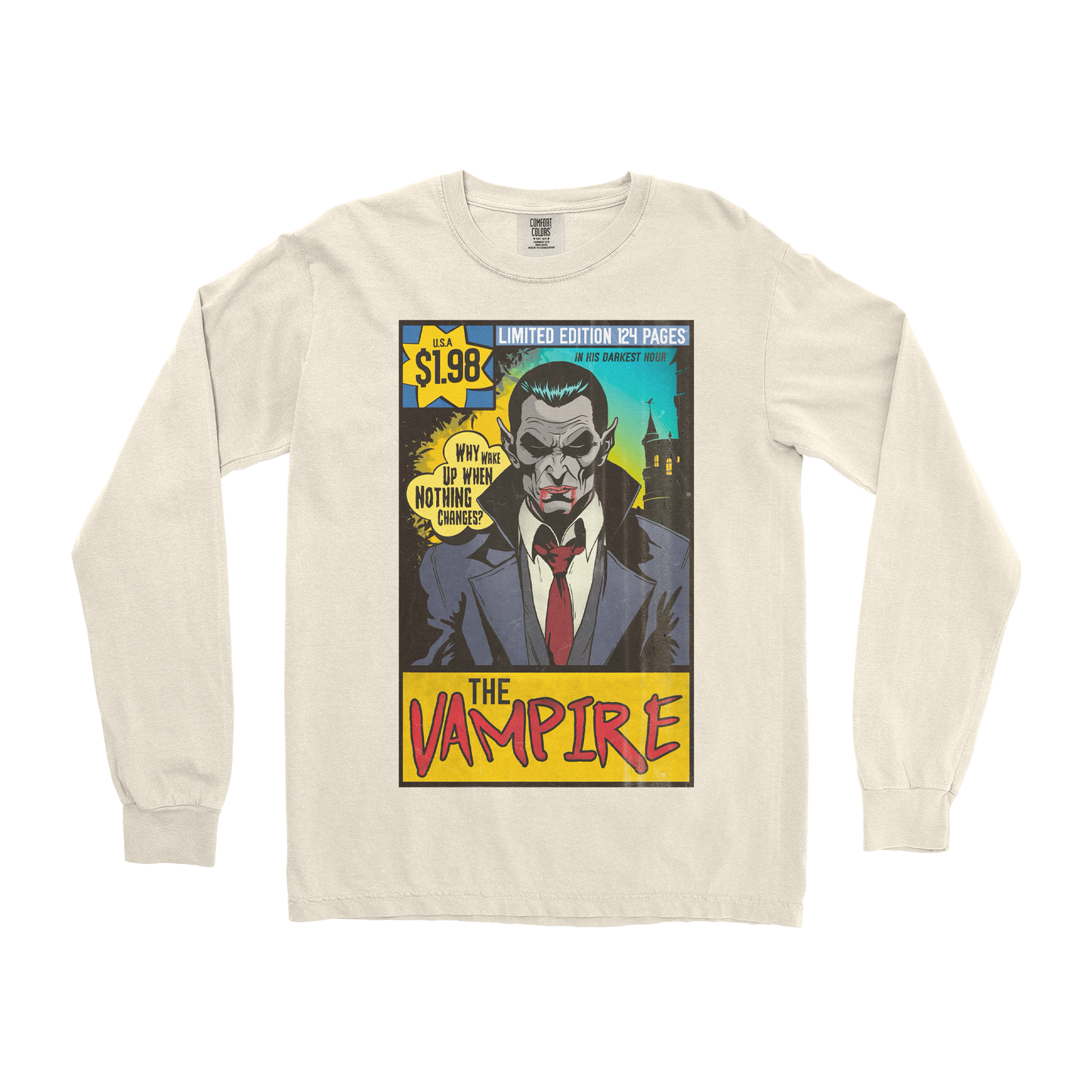 Comfort Colors Long Sleeve Sad Vampire in Ivory