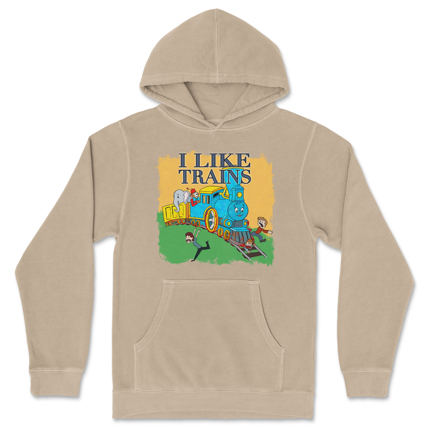 Independent Clothing Co. Hoodie I Like Trains in Sandstone