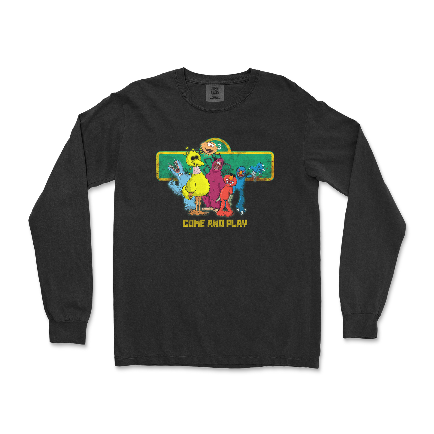 Comfort Colors Long Sleeve Cursed Sesame Street in Black