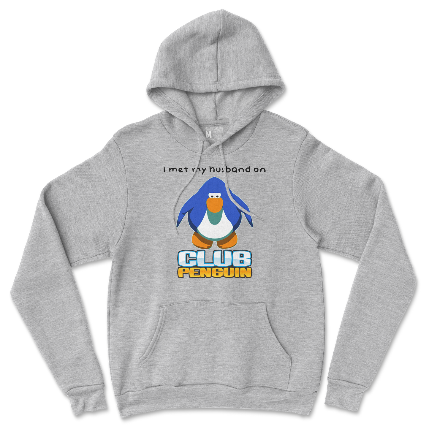 Gildan SoftStyle Hoodie Club Penguin Husband in Grey-Heather
