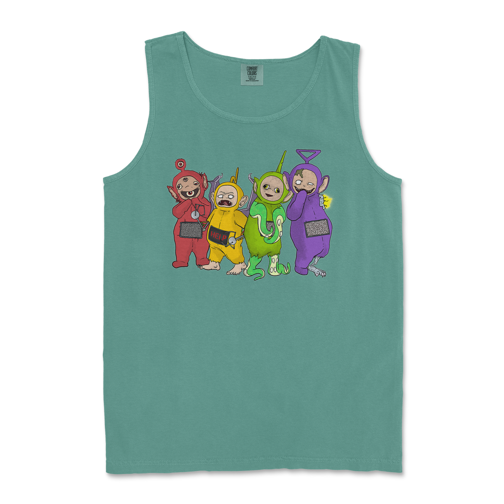 Comfort Colors Tank Top Telatubbies in LightGreen