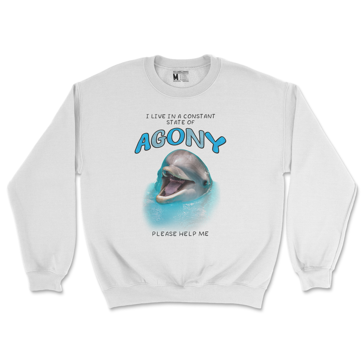 Gildan SoftStyle Crew Neck Agony Dolphin in White