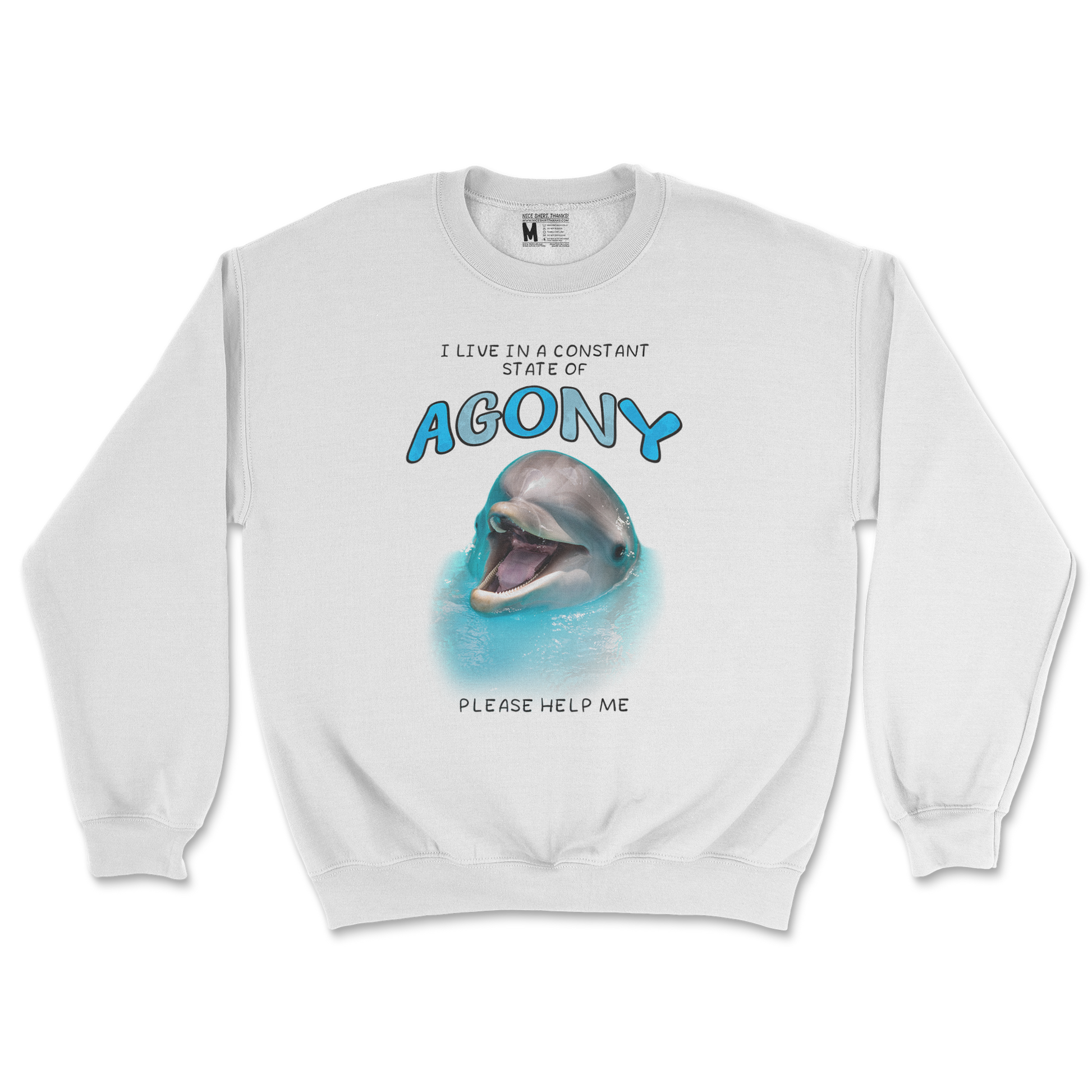 Gildan SoftStyle Crew Neck Agony Dolphin in White