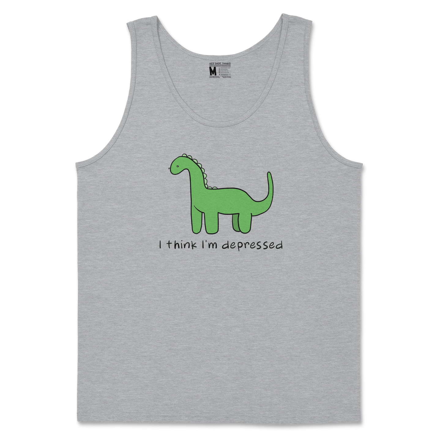 Gildan SoftStyle Tank Top Depressed Dino in Sport-Grey