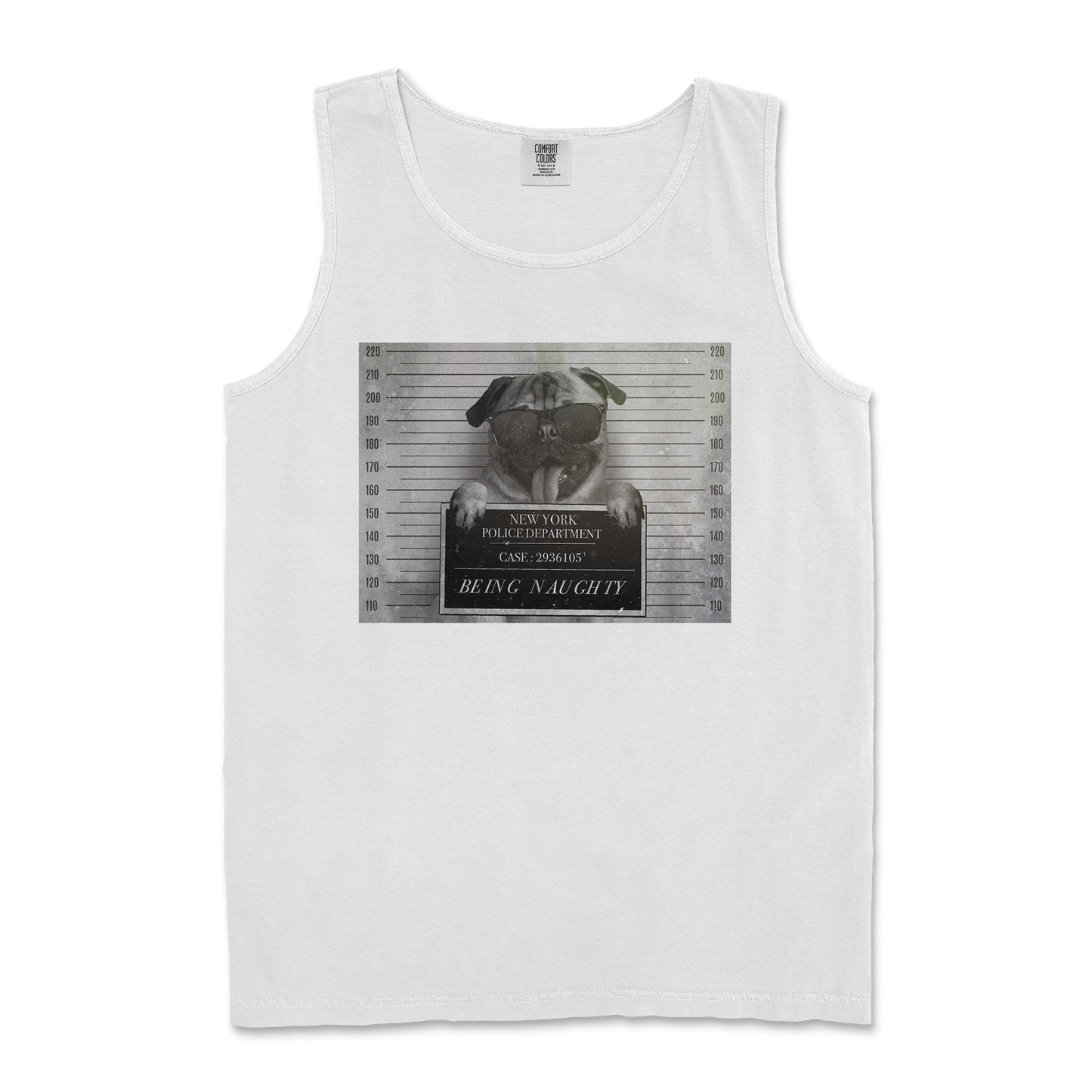 Comfort Colors Tank Top Naughty Pug in White