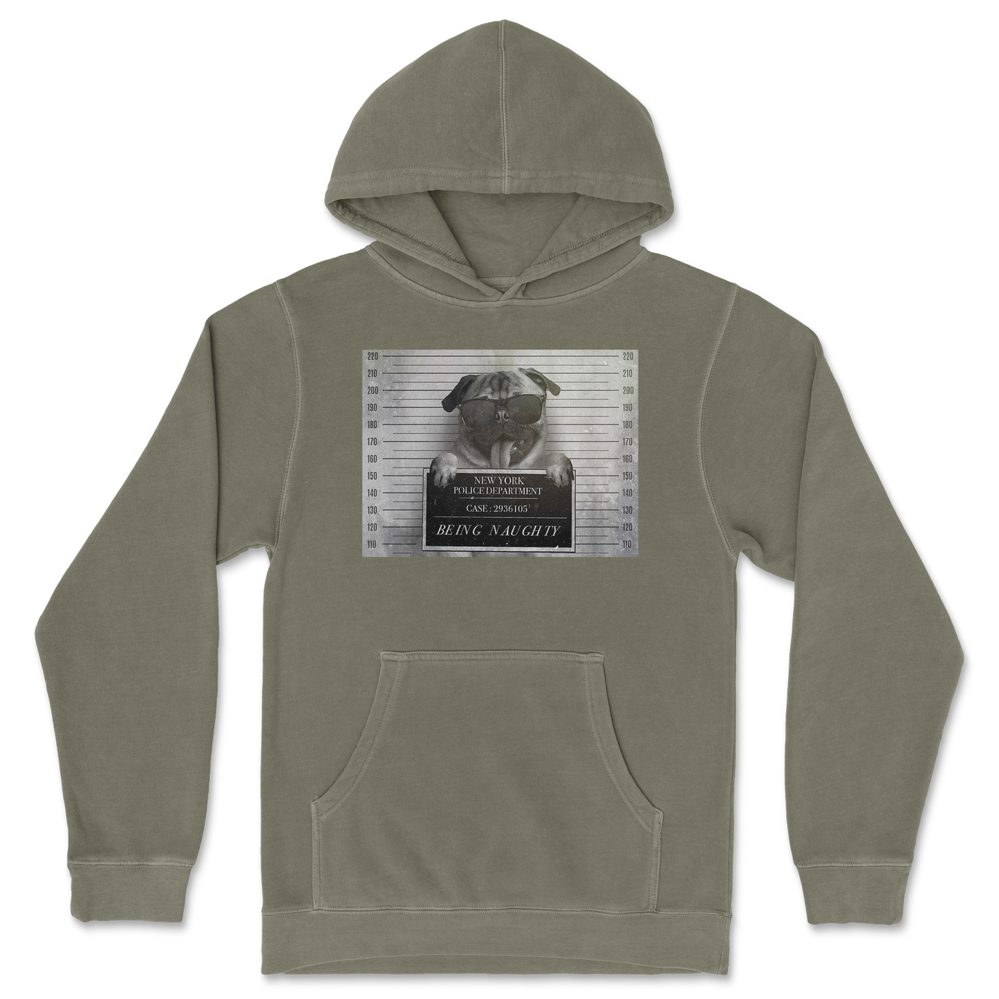 Independent Clothing Co. Hoodie Naughty Pug in Olive