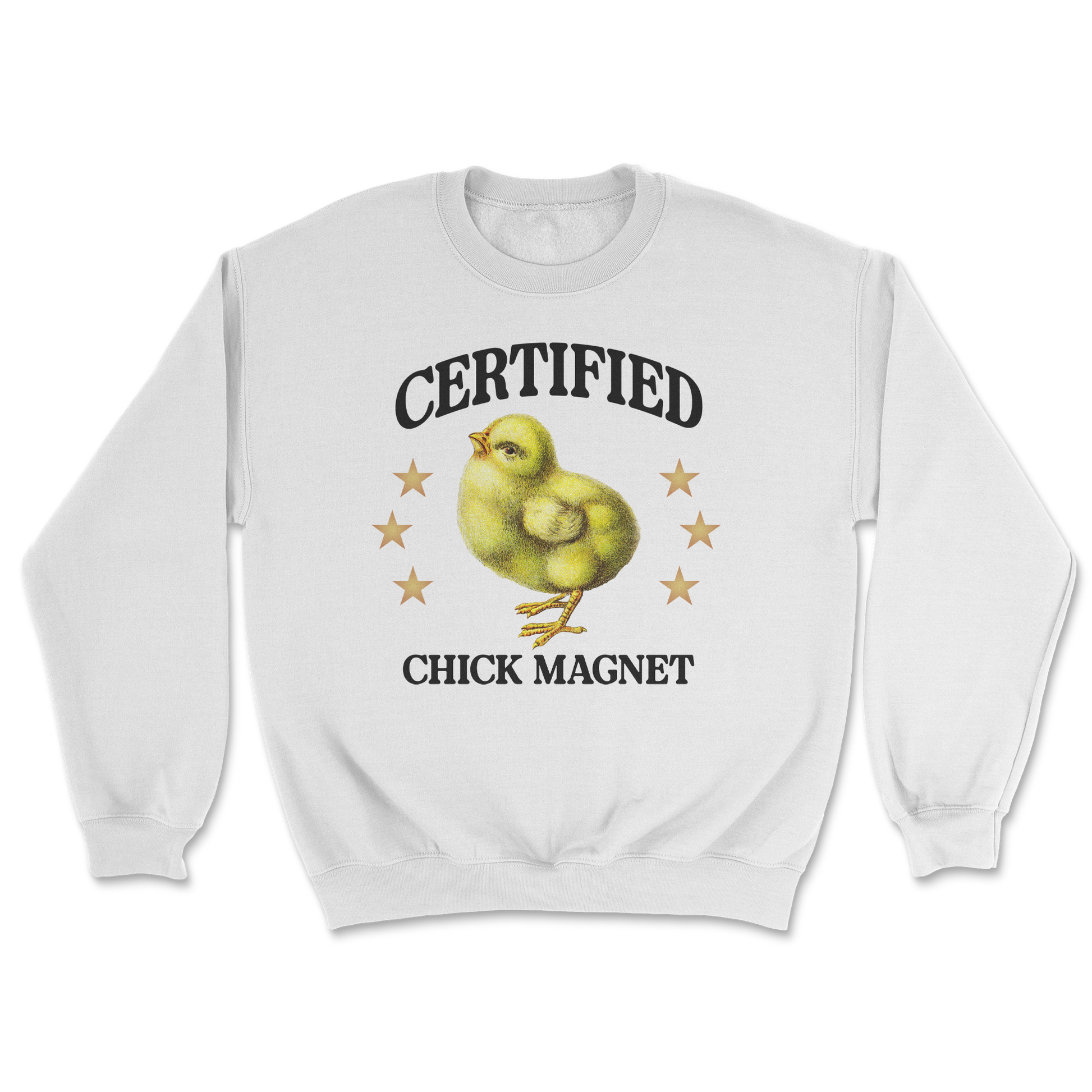 Heavy Blend Crew Neck Chick Magnet in White