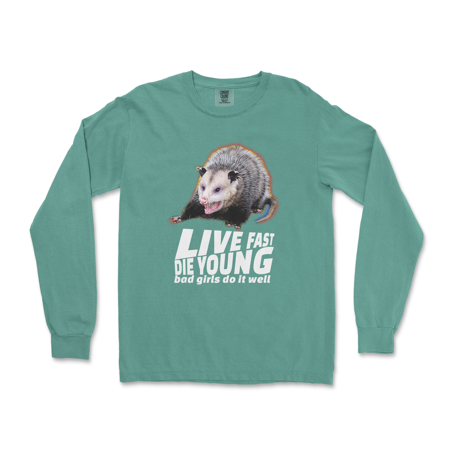 Comfort Colors Long Sleeve Live Fast Die Young in LightGreen