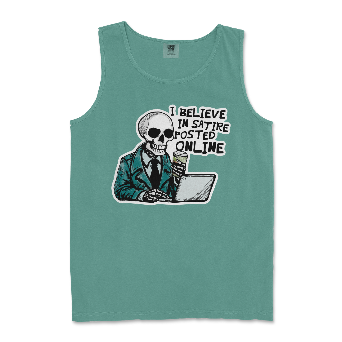 Comfort Colors Tank Top Believe in Satire in Light Green
