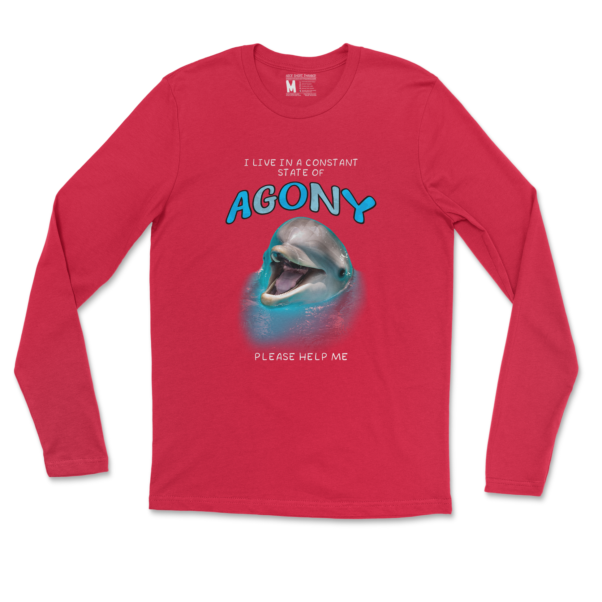 Gildan SoftStyle Long Sleeve Agony Dolphin in Red
