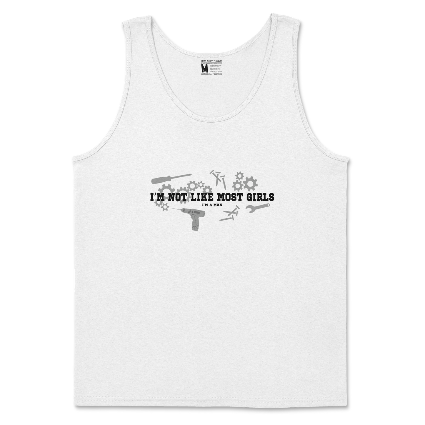 Gildan SoftStyle Tank Top Not Like Most Girls in White