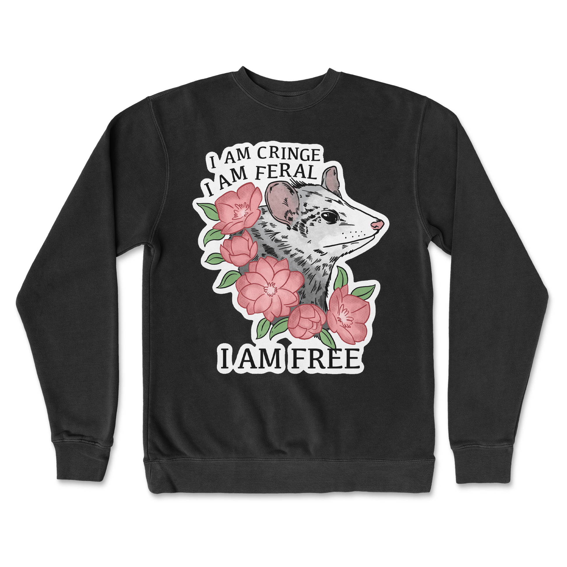 Independent Clothing Co. Crew Neck I Am Cringe  in Black