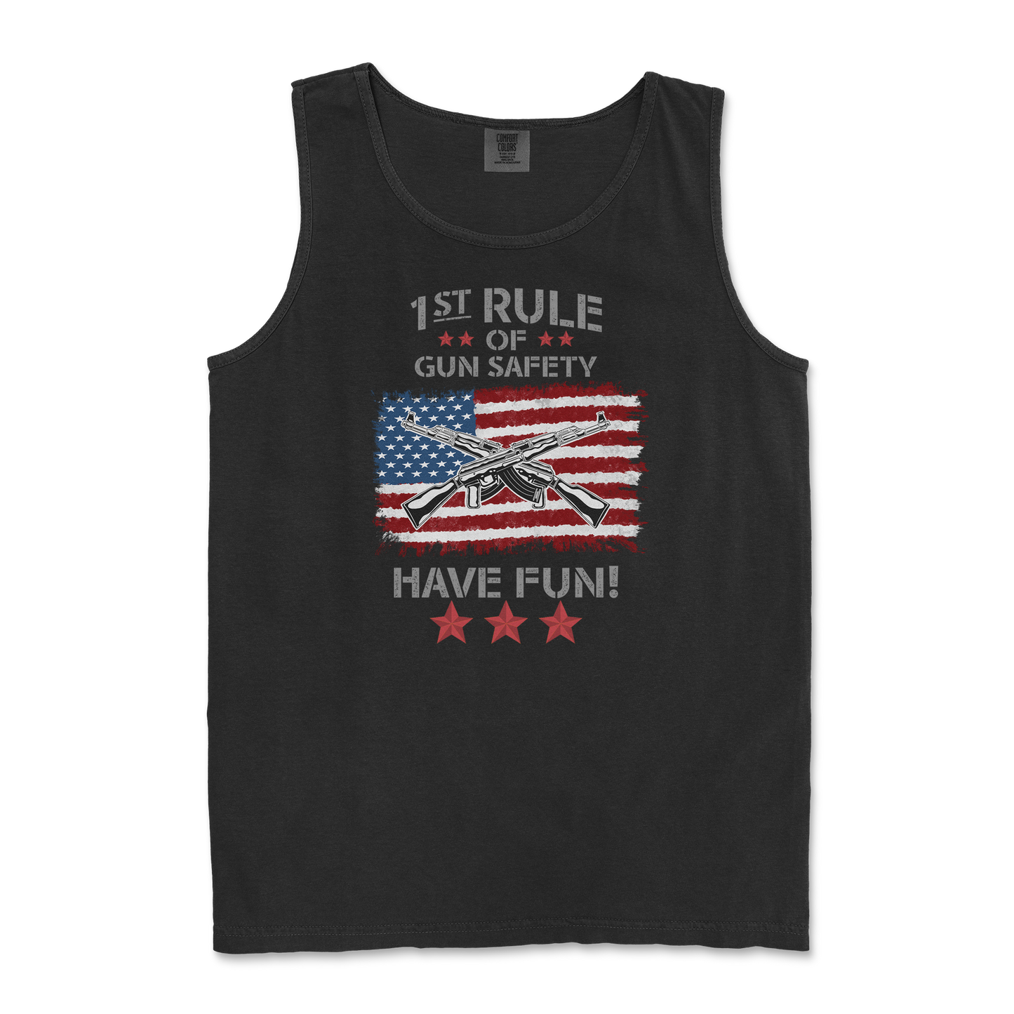 Comfort Colors Tank Top 1st Rule of Gun Safety in Black