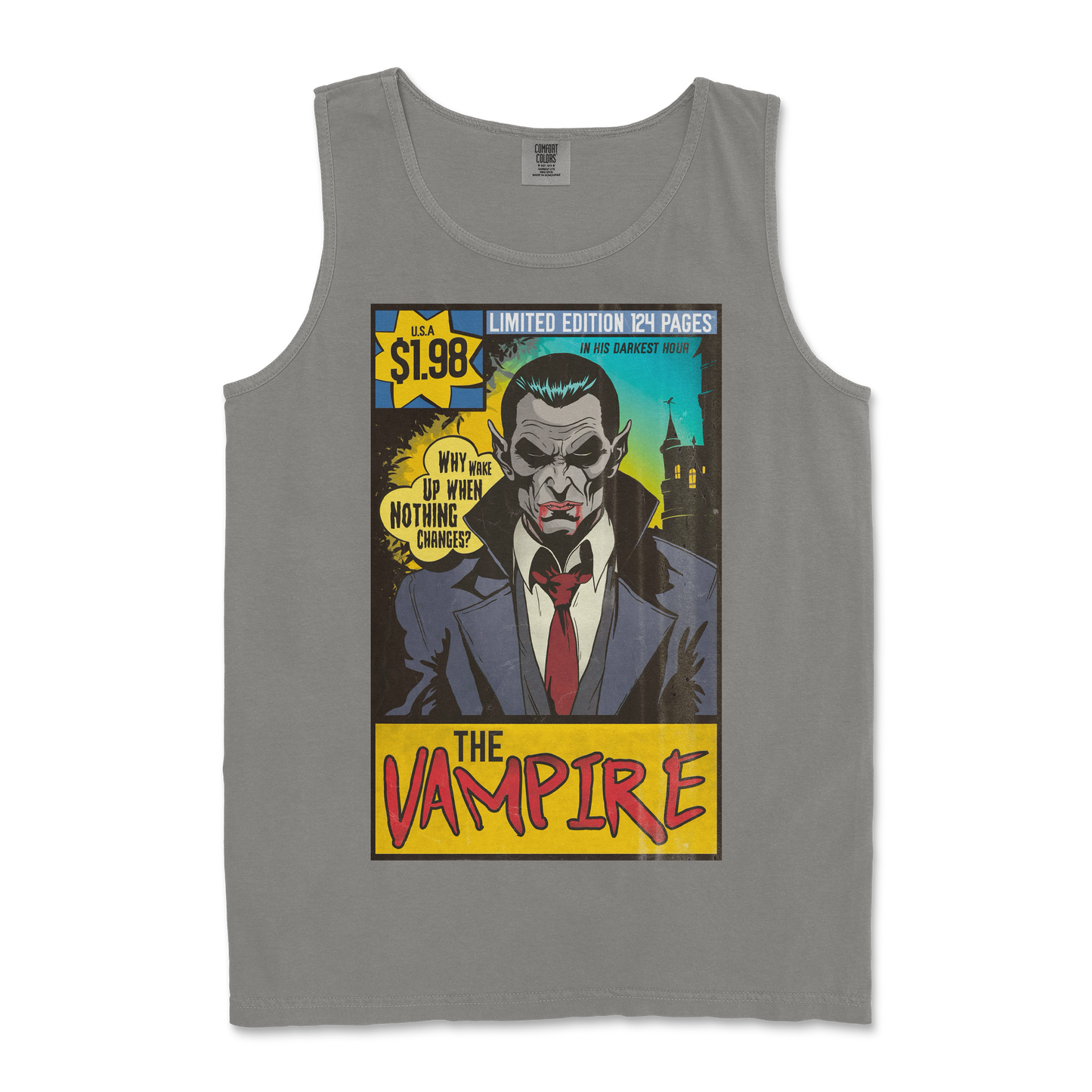 Comfort Colors Tank Top Sad Vampire in Grey