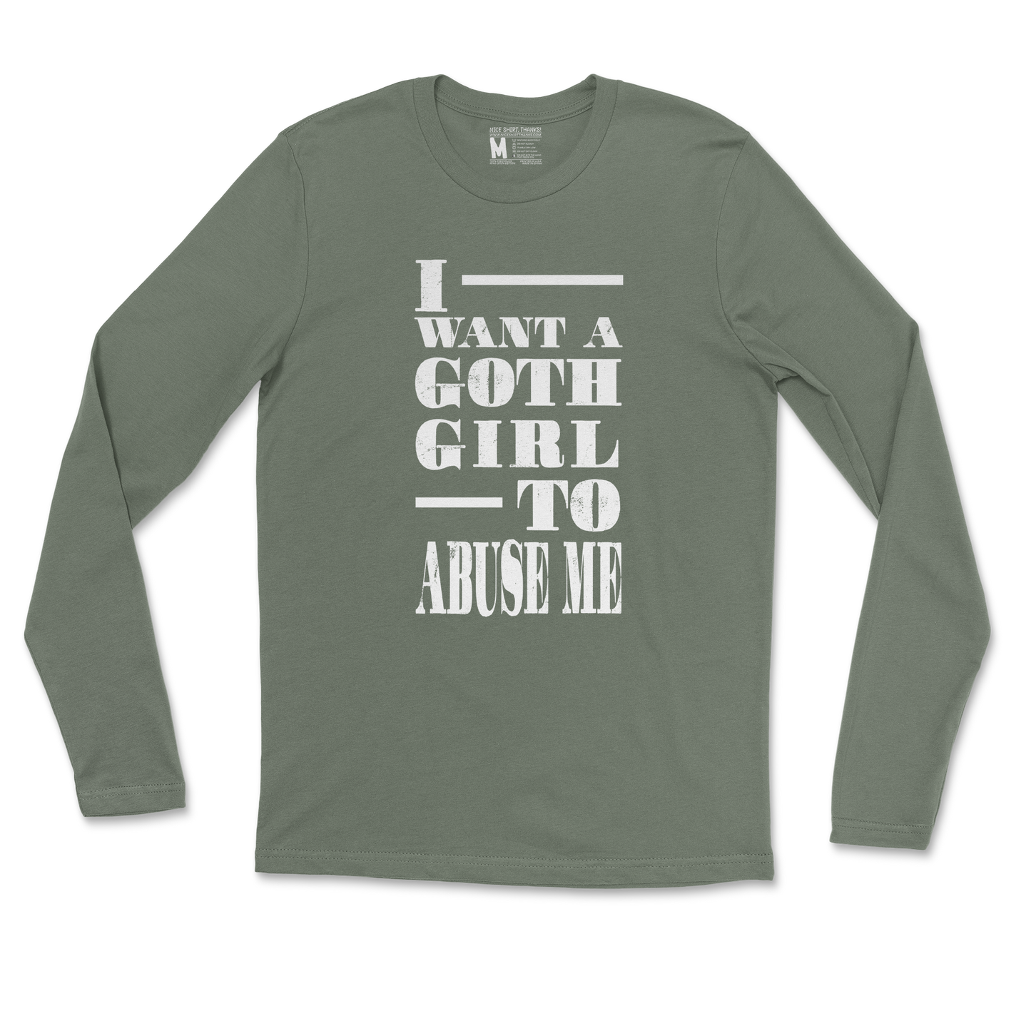 Gildan SoftStyle Long Sleeve I Want A Goth GF in MilitaryGreen