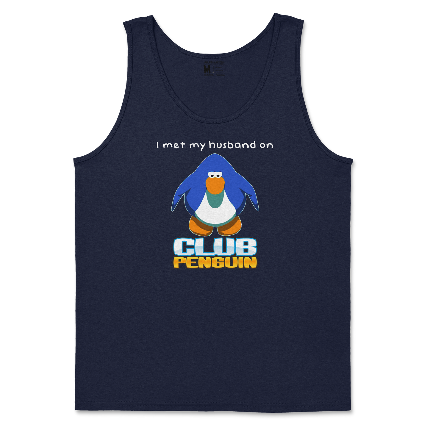 Gildan SoftStyle Tank Top Club Penguin Husband  in Navy