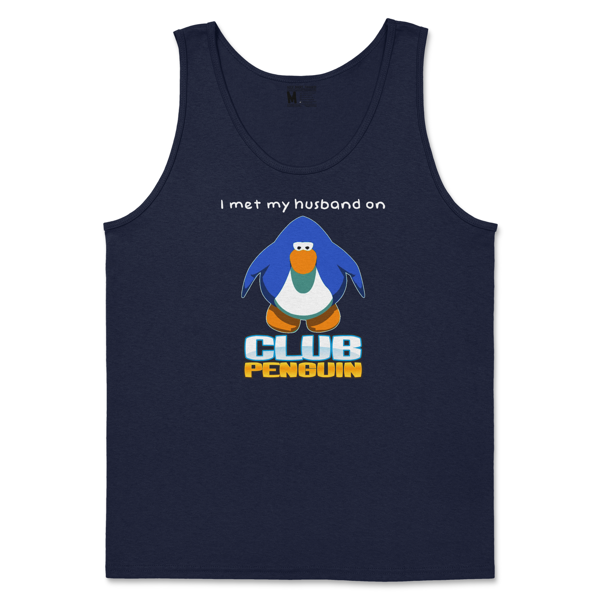 Gildan SoftStyle Tank Top Club Penguin Husband  in Navy