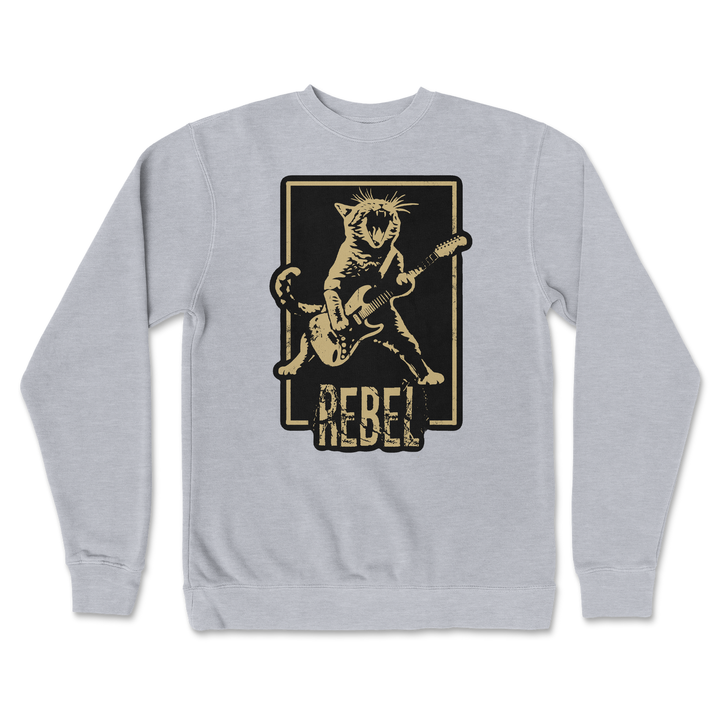 Independent Clothing Co. Crew Neck Rebel Kitty in Grey Heather