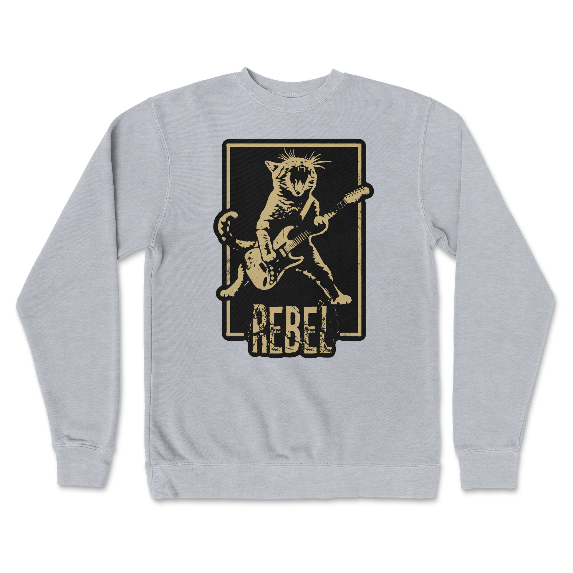 Independent Clothing Co. Crew Neck Rebel Kitty in Grey Heather