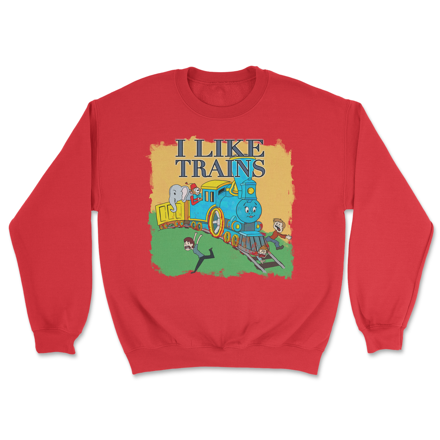Heavy Blend Crew Neck I Like Trains in Red