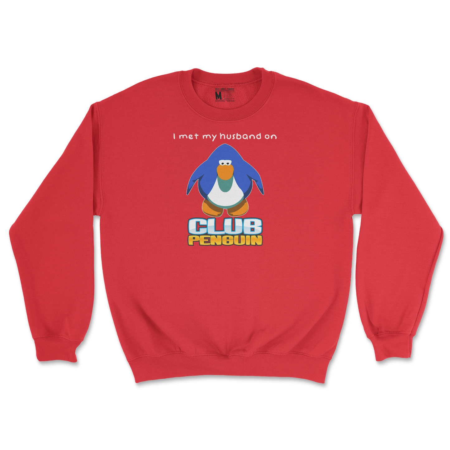Gildan SoftStyle Crew Neck Club Penguin Husband  in Red