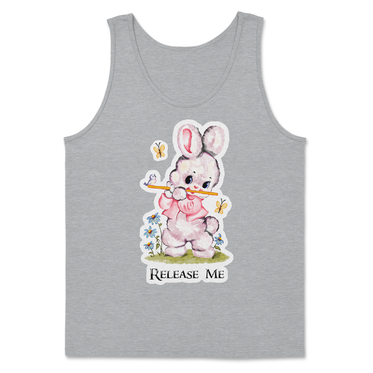 Heavy Blend Tank Top Cute Bunny in Sports Grey