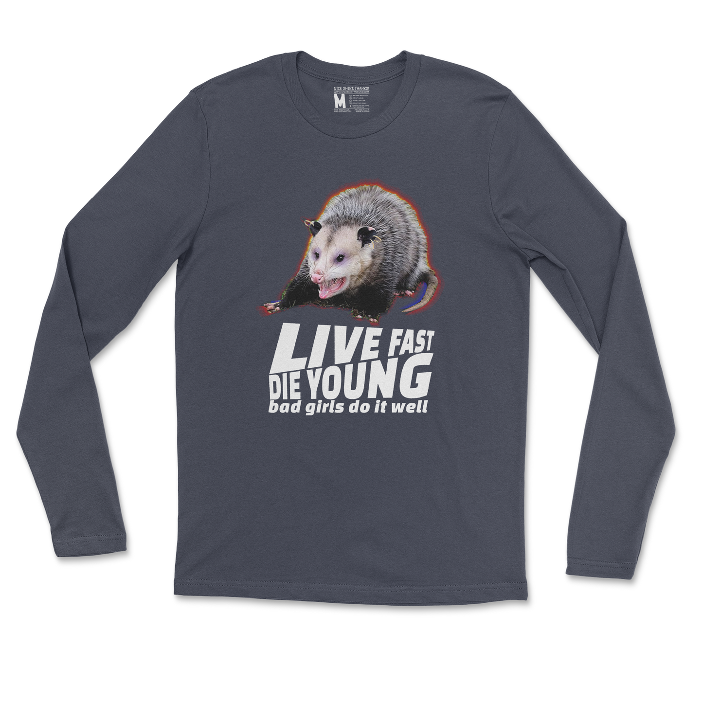 Gildan SoftStyle Long Sleeve Live Fast Die Young in Navy