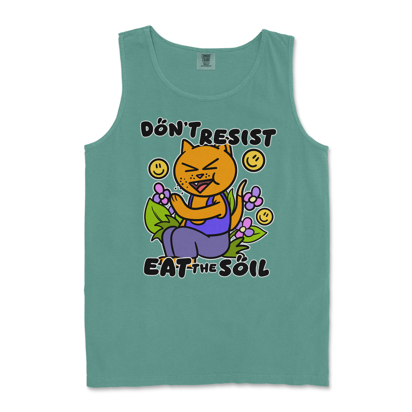 Comfort Colors Tank Top Eat The Soil in Light-Green